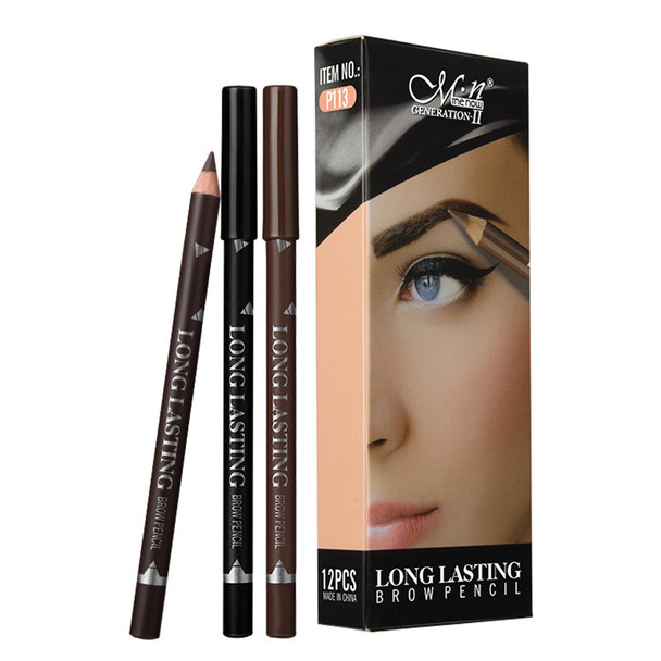 12 Pcs Dark Brown Eyebrow Pencil Eyeliner Set, Natural Matte Cosmetic Eyeliner Eyebrow Pencil, Waterproof Makeup Pencil, Women Professional Eye-Makeup Pencil