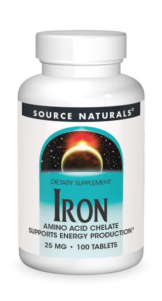 Source Naturals Iron, Amino Acid Chelate - Dietary Supplement That Supports Energy Production - 100 Tablets