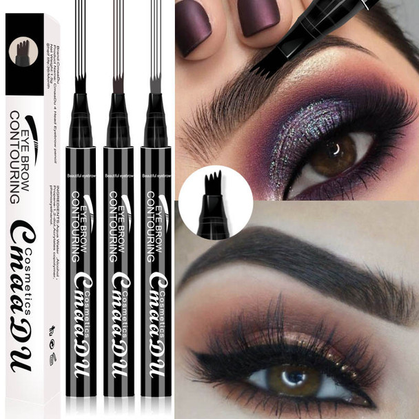 CmaaDu 4-fork Microblading Eyebrow Pencil Tips ,Eyebrow Pen Brow Pencil Waterproof For Makeup