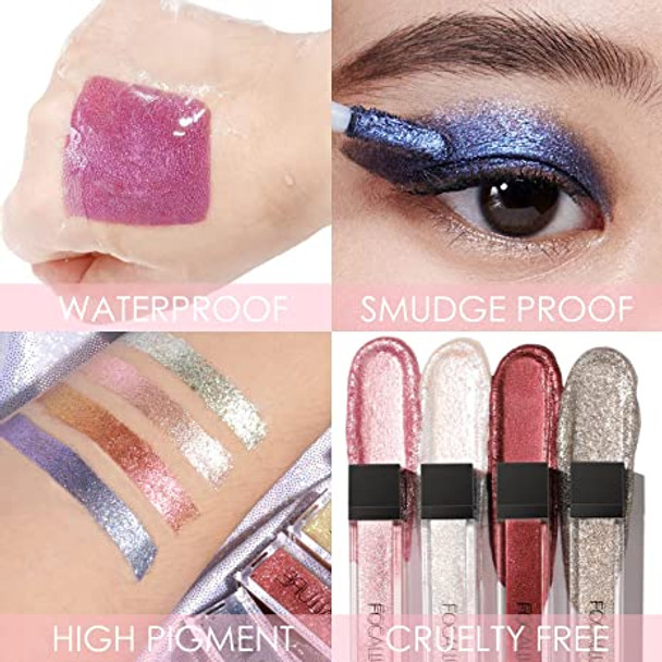 FOCALLURE Liquid Eyeshadow Waterproof Sweatproof Eyeshadow Sleeper Sequins Highlighting Eyeshadow