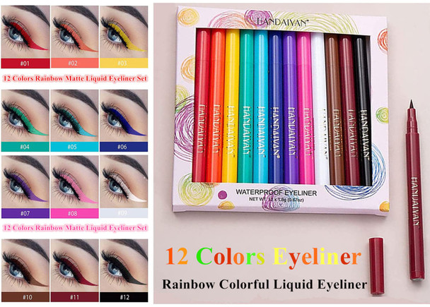 Matte Liquid Eyeliner Quick-drying Colorful Liquid Fluorescent Rainbow Eyeliner