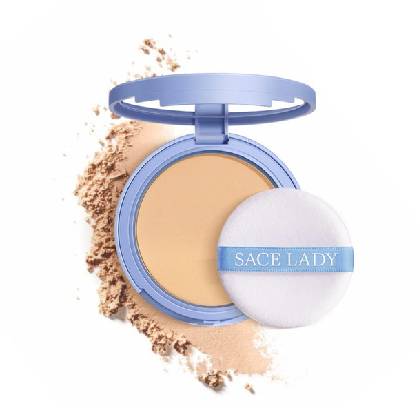 SACE LADY Oil Control Face Pressed Powder, Matte Smooth Setting Powder Makeup, Waterproof Long Lasting Finishing Powder, Flawless Lightweight Face Cosmetics, Cruelty-free,#02 shade 0.28Oz