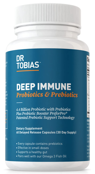 Dr. Tobias Deep Immune Probiotics & Prebiotics for Women & Men 60 Capsules (30 Day Supply)