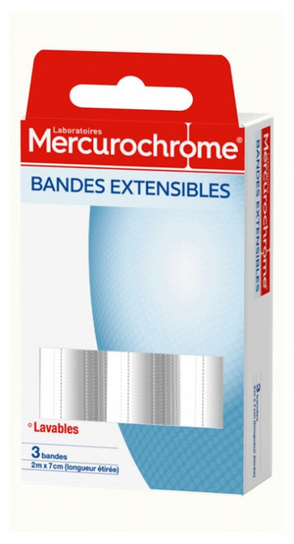 Mercurochrome Extensible Tapes 3 Tapes of 2m x 7cm