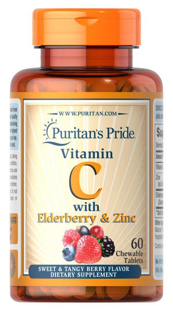 Puritan'S Pride Vitamin C With Elderberry & Zinc For Immune System Support Chewables 60 Count (Pack Of 1)