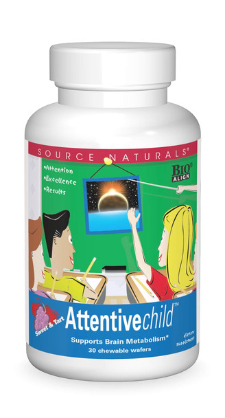 Source Naturals Attentive Child Chewable Wafers For Brain Metabolism Support - 30 Fruit Wafers