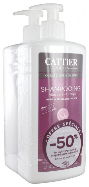 Cattier Aloe Vera Orange Organic Shampoo 2 x 500ml