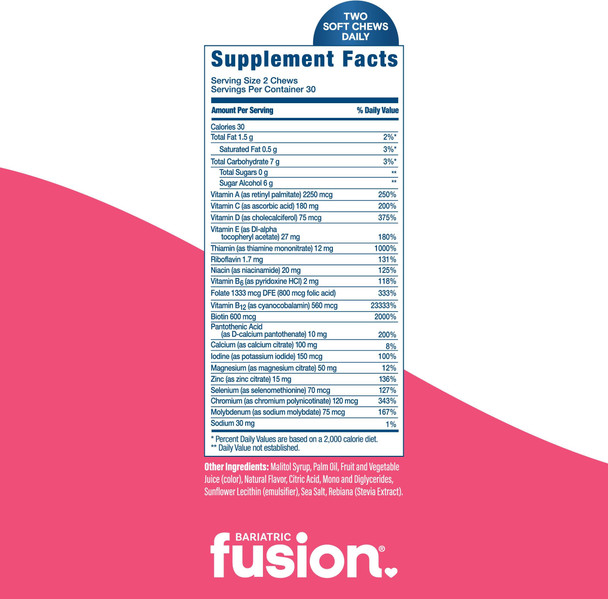 Bariatric Fusion Cherry Pineapple Soft Chews Bariatric Multivitamin Bariatric Fusion Cherry Pineapple Soft Chews Bariatric Multivitamin