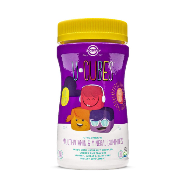 Solgar U-Cubes Children's Multi-Vitamin & Mineral, 60 Gummies - 3 Great-Tasting Flavors, Grape, Orange & Cherry - Ages 2 & Up - Non GMO, Gluten Free, Dairy Free - 30 Servings