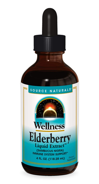 Source Naturals Wellness Elderberry Liquid Extract For Immune System Support - Sambucus nigra - 4 Fluid oz