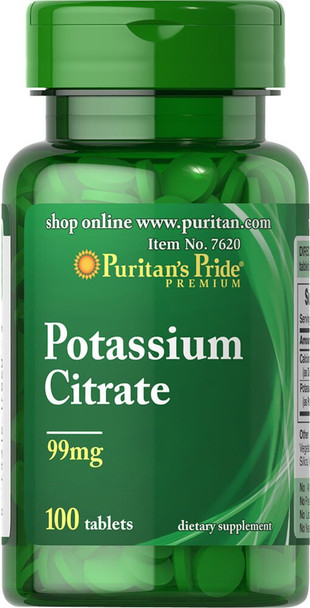 Puritan's Pride Potassium Citrate 99 mg-100 Tablets