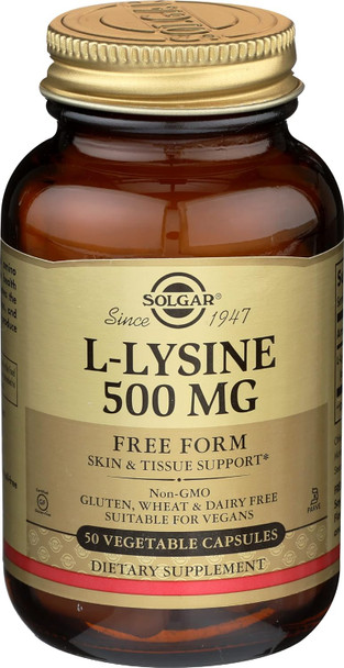 Solgar L-Lysine 500 mg, 100 Vegetable Capsules