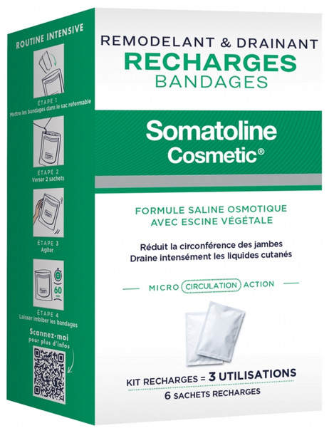 Somatoline Cosmetic Remodeling & Draining Refills Bandages 6 Refills Sachets