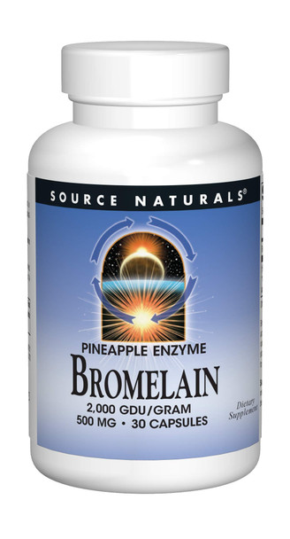 Source Naturals Bromelain 2000 GDU 500mg, 30 Capsules (Pack of 2)