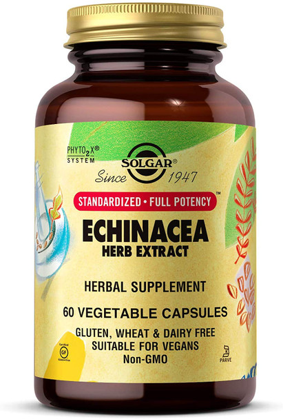 Solgar - Standardized Full Potency Echinacea Herb Extract, 60 Vegetable Capsules