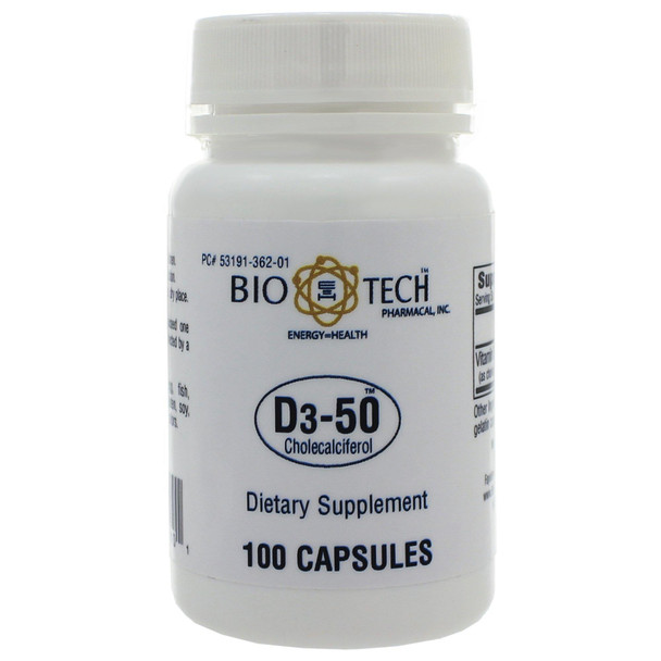 D3-50 50,000IU 100 Capsules - Bio-Tech