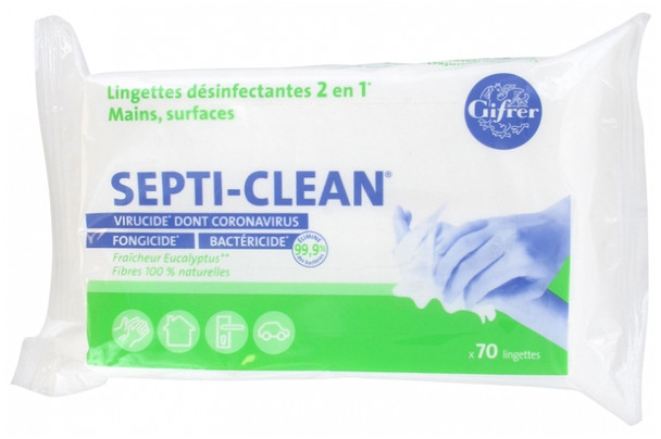 Gifrer Septi-Clean 2in1 Disinfectant Wipes Hands and Surfaces 70 Wipes