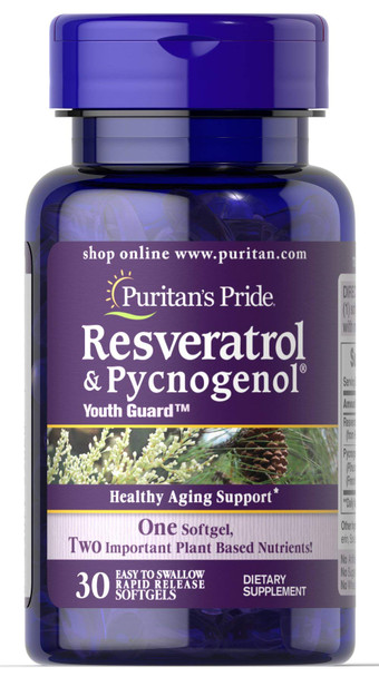 Puritan's Pride Resveratrol 100 mg & Pycnogenol 30 mg-30 Softgels