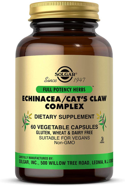 Solgar - Full Potency Echinacea/Cat's Claw Complex, 60 Vegetable Capsules