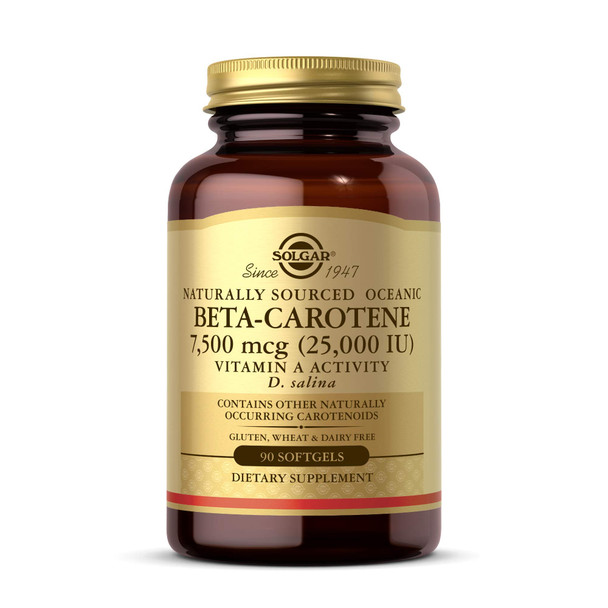 Solgar Oceanic Beta-Carotene 25,000 IU, 90 Softgels - Healthy Vision, Skin & Immune System, Potent Antioxidant - 100% Natural Pro-Vitamin A - Gluten Free, Dairy Free - 90 Servings