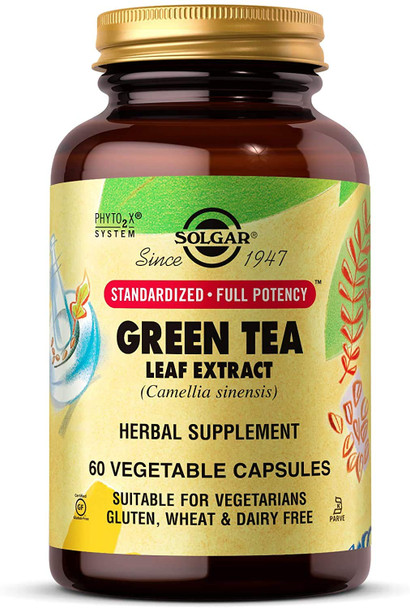 Solgar Standardized Full Potency Green Tea Leaf Extract Vegetable Capsules, 60 Count