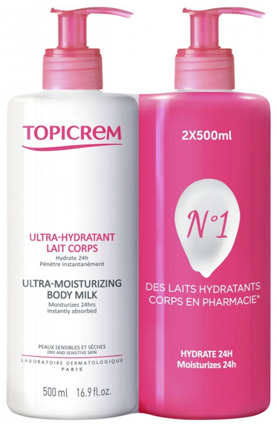 Topicrem Ultra-Moisturizing Body Milk 2 x 500ml