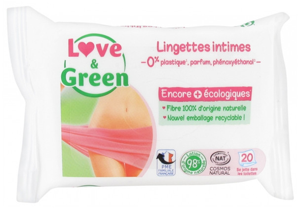 Love & Green Intimate Wipes 20 Wipes