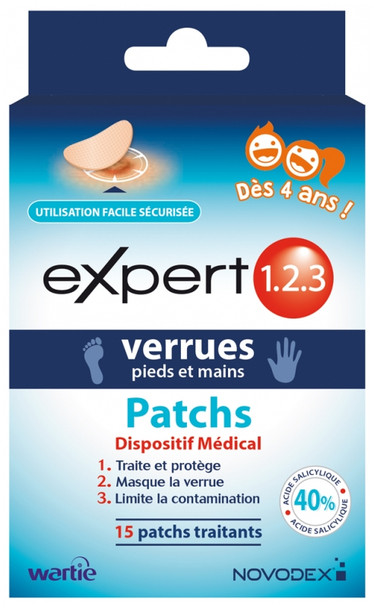 Novodex Expert 1.2.3 Warts Foot and Hand Patches 15 Patches