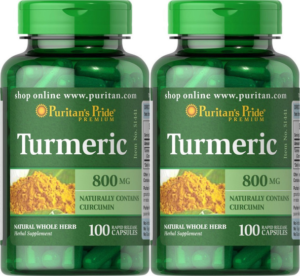 Puritan's Pride 2 Pack of Turmeric 800 mg Puritan's Pride Turmeric 800 mg-100 Capsules