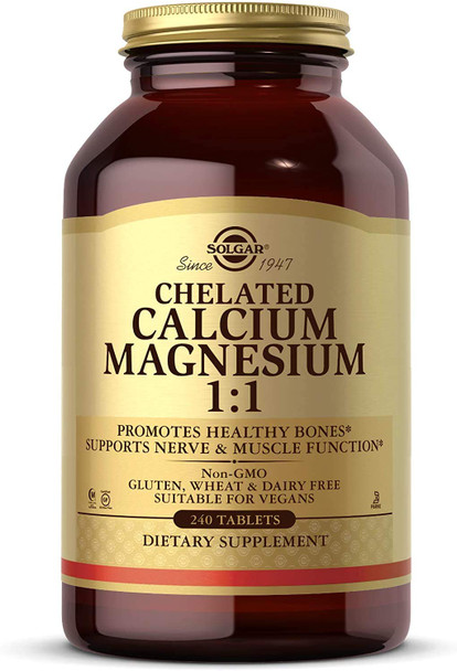 Solgar Chelated Calcium Magnesium 1:1, 240 Tablets