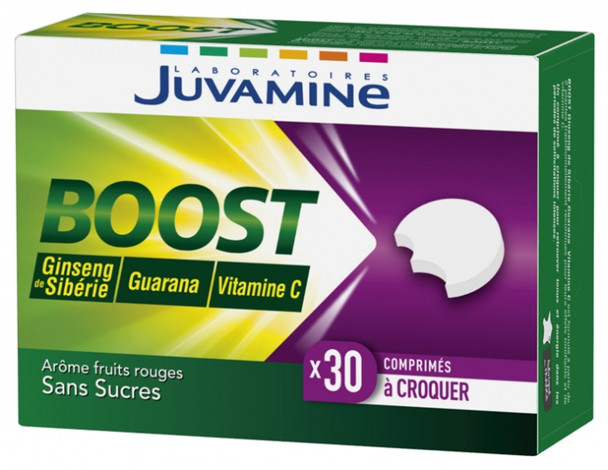 Juvamine Boost Ginseng Guarana Vitamin C 30 Tablets to Crunch