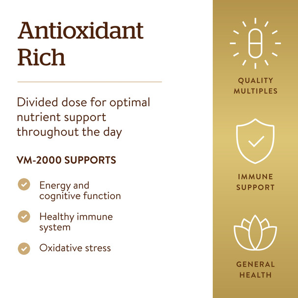 Solgar Formula VM-2000 (Multinutrient System) 180 Tablets  Premium Quality Multiple Contains Zinc  Supports A Healthy Immune System  Vegan Dairy Free Kosher  90 Servings