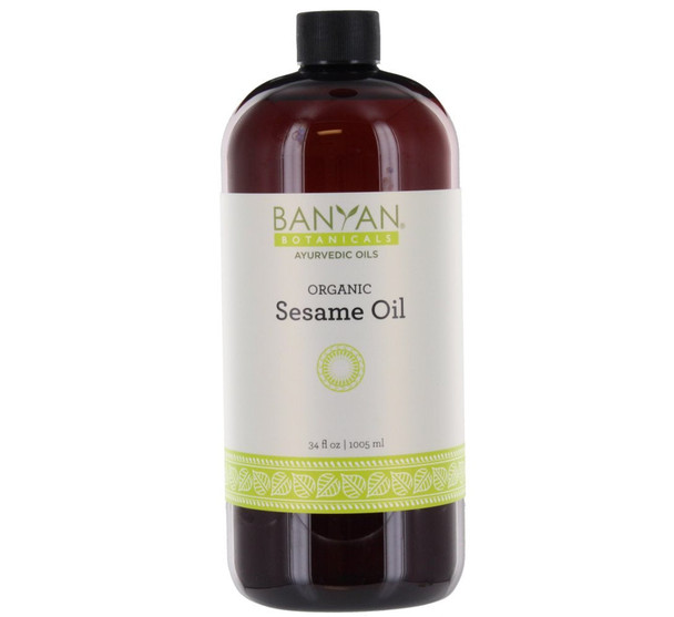 Banyan Botanicals Sesame Oil  Organic & Unrefined Ayurvedic Oil for Skin, Hair, Oil Pulling & More  Multiple Sizes  34oz.  Non GMO Sustainably Sourced Vegan