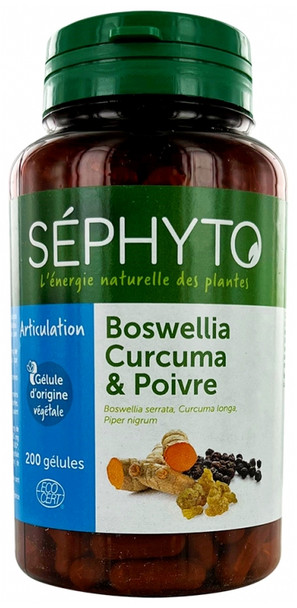 Sephyto Articulation Boswellia Turmeric Pepper Organic 200 Capsules