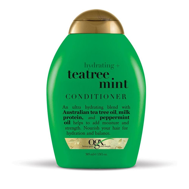 OGX Hydrating + Tea Tree Mint Conditioner, Nourishing & Invigorating Scalp Conditioner with Tea Tree & Peppermint Oil & Milk Proteins, Paraben-Free, Sulfate-Free Surfactants, 13 fl oz