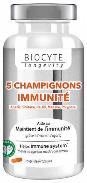 Biocyte Longevity 5 Immunity Mushrooms 30 Capsules