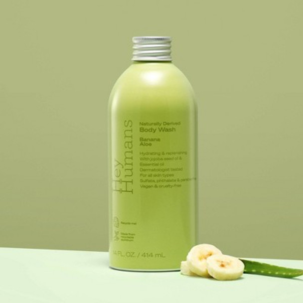 Hey Humans Banana Aloe Hydrating Body Wash for Women & Men with Natural Ingredients - Jojoba Oil - 14 fl oz