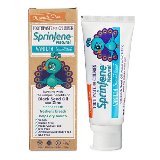 SprinJene Natural Kids Fluoride Free Toothpaste - Vanilla - 3.5oz