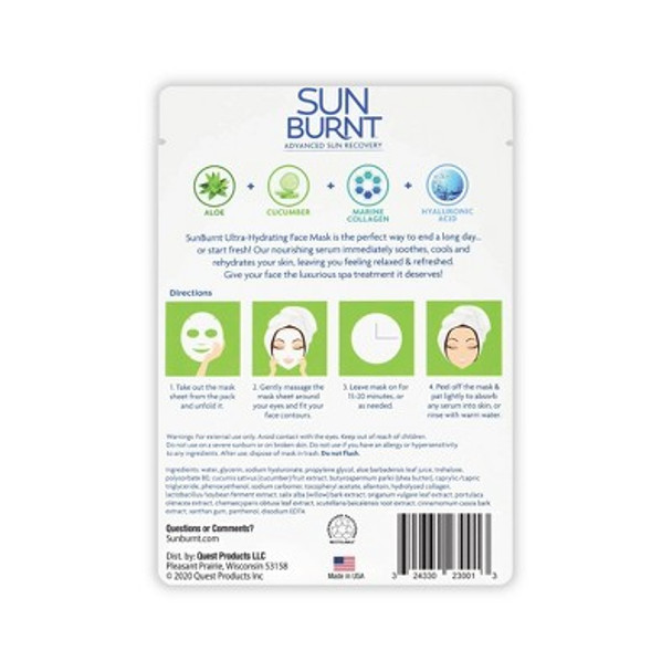 SunBurnt Ultra-Hydrating Face Mask - 4ct/0.84 fl oz