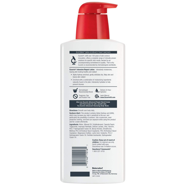 Eucerin Intensive Repair Lotion - Rich Lotion for Very Dry, Flaky Skin - Use After Washing With Hand Soap - 16.9 Fl Oz