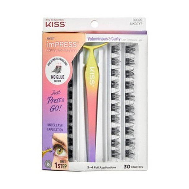 KISS imPRESS Press-On Falsies Eyelash Clusters Kit - Voluminous & Curly - 31ct