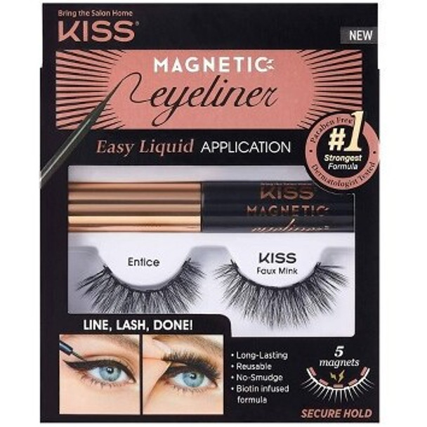 KISS Magnetic Eyeliner & Fake Eyelashes Kit - Entice - 1 Pair