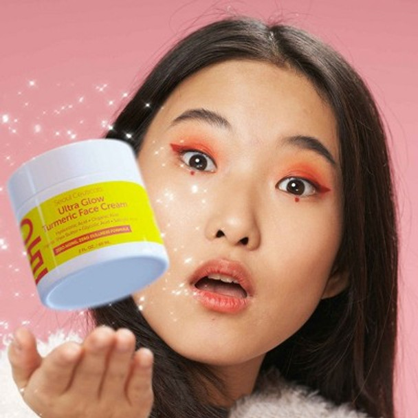 Seoul Ceuticals Korean Skin Care Turmeric Cream - Korean Face Moisturizer for Dull Dry Skin Korean Beauty Skincare - Salicylic Acid Cream + HA, 2oz