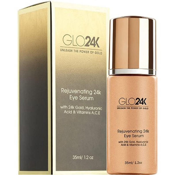 GLO24K Eye Serum With 24k Gold, Hyaluronic Acid, And Vitamins A, C, E Potent Formula For Delicate Skin Around The Eyes