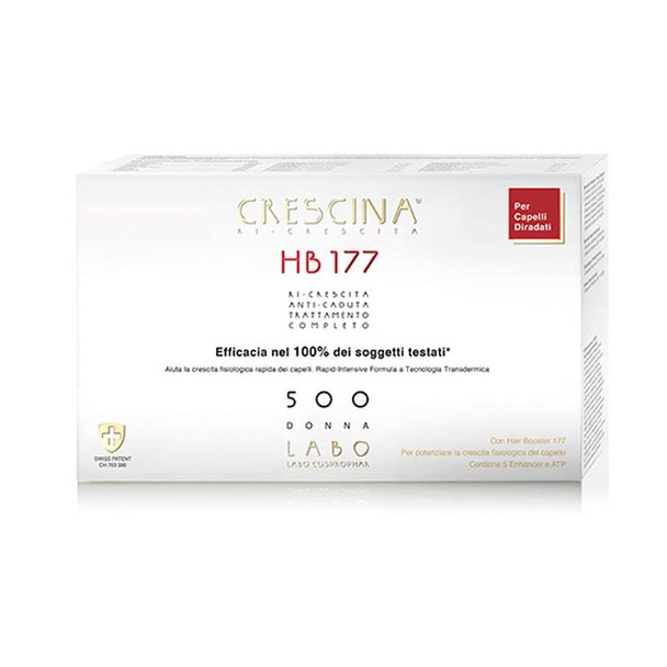 Crescina Transdermic Re-Growth and Anti-fall HB 177 Hair Booster Treatment for Hair Regrowth 500 Woman 10+10 vials