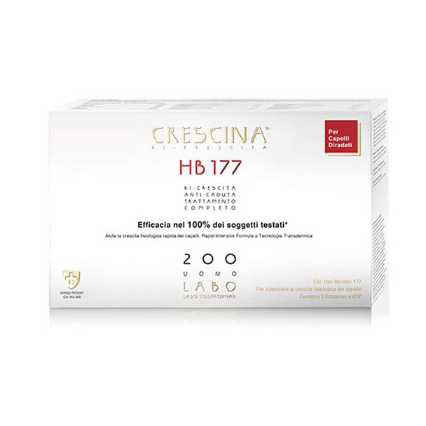 Crescina Transdermic Re-Growth and Anti-fall HB 177 Hair Booster Treatment for Hair Regrowth 200 Man 20+20 vials