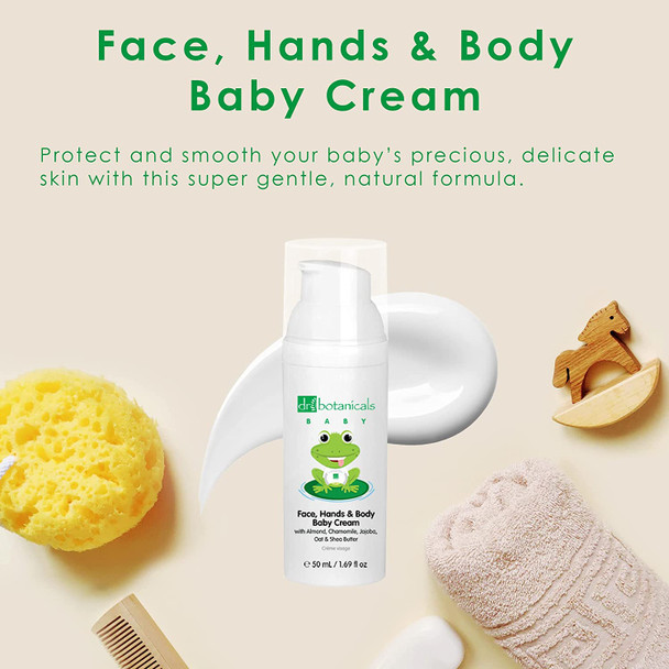 Dr Botanicals Face , Hands & Body Baby Cream | With Almond, Chamomile, Jojoba, Oat & Shea Butter |1.69 Fl Oz