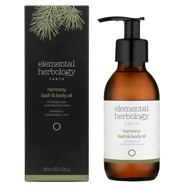 Elemental Herbology Harmony Bath & Body Oil, 5.0 Fl Oz- Dual purpose Bath Oil or Body Oil, stress-less and calm the mind