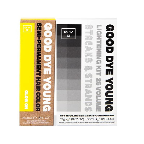 Good Dye Young Streaks and Strands Semi Perm Dye (Glow On) with Lightening Kit - 2 oz