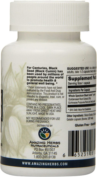 Amazing Herbs Black Seed Gold with Goldenseal and Echinacea Capsules, 60 Count Amazing Herbs Black Seed Gold with Goldenseal and Echinacea Capsules, 60 Count